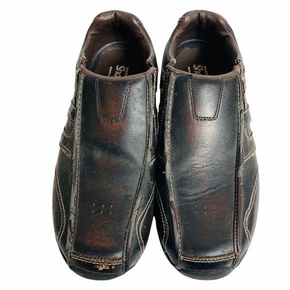 Sketchers Shape Ups Mens Strider Slip On Leather Shoes Size 9 Brown 66501 - Picture 1 of 6